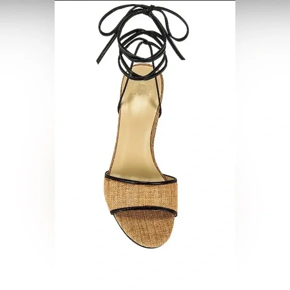 LPA Amara Raffia Black Ankle Wrap Heeled Sandals Size 8 New W/O Box - Picture 4 of 10